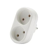 Разветвитель 2-м плоский без заземл. 10А 2200Вт 250В бел. DОМТОК 2651