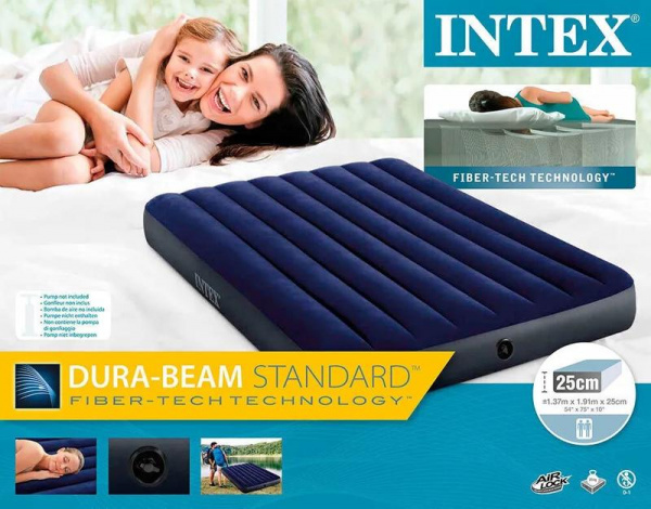 Кровать надувная Full Classic Downy Bed 137х191х25см F (64758) INTEX 6941057412450