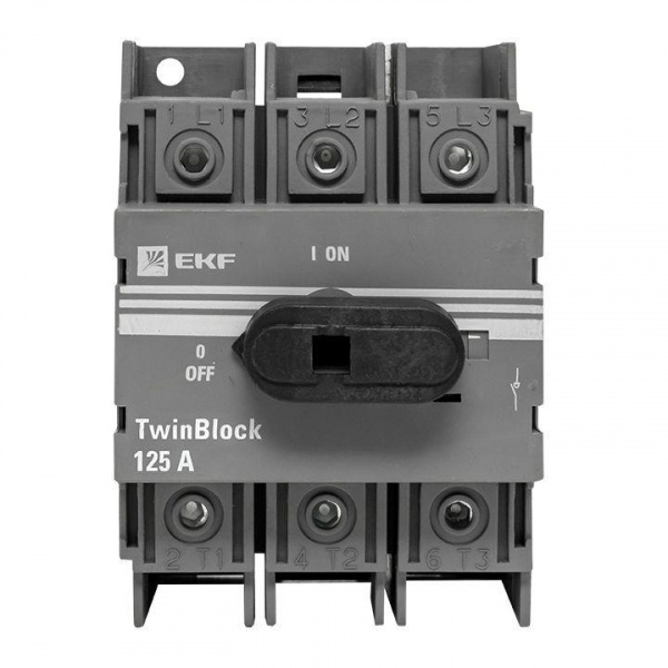Рубильник 3п 125A c рукояткой управления для прямой установки TwinBlock EKF tb-125-3p-f