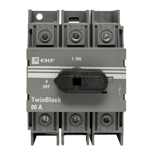Рубильник 3п 80А с рукояткой управления для прямой установки TwinBlock PROxima EKF tb-80-3p-f